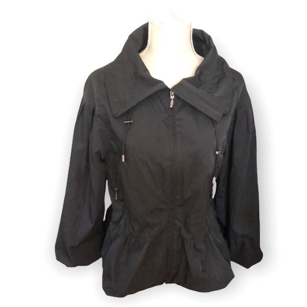 1 Madison Luxe Outerwear Jacket Black Nylon Blouson Sleeves Zip Up M👍